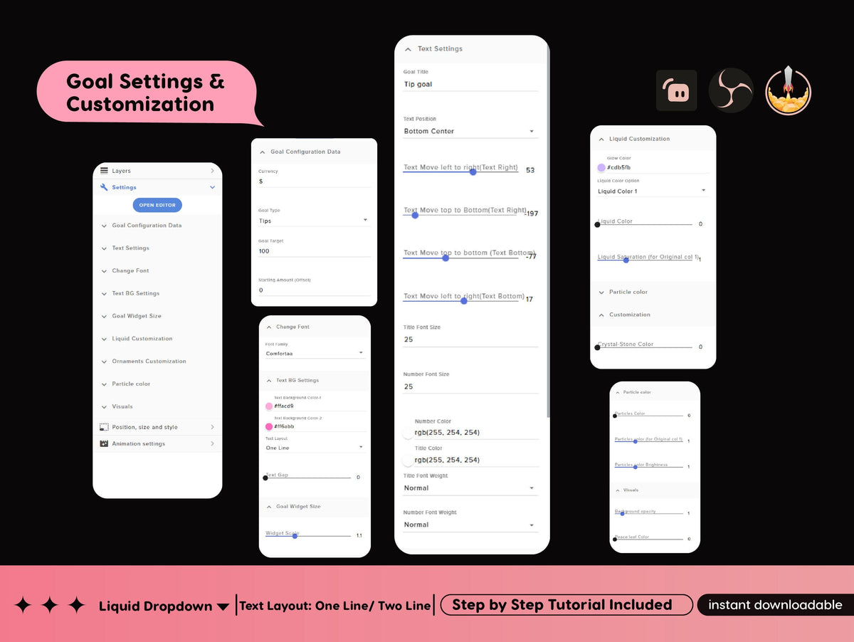 Peach Goal Widget | Twitch Streamlabs StreamElements Minimal Animated Sub Follower Goal | VTuber Streamer