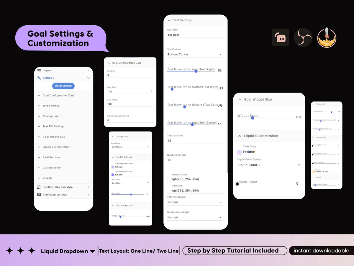Space Moon Goal Widget | Twitch Streamlabs StreamElements Animated Sub Goal Tracker | VTuber Streamer