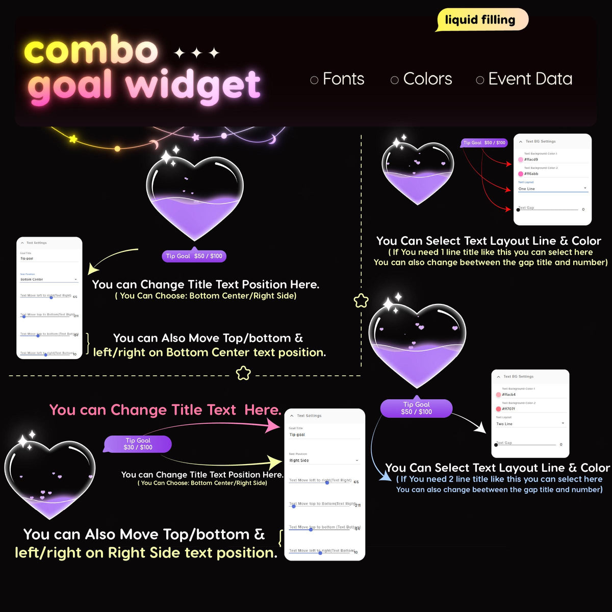Liquid Filling Combo Goal Widget | Streamlabs, Streamelements (Digital Download)