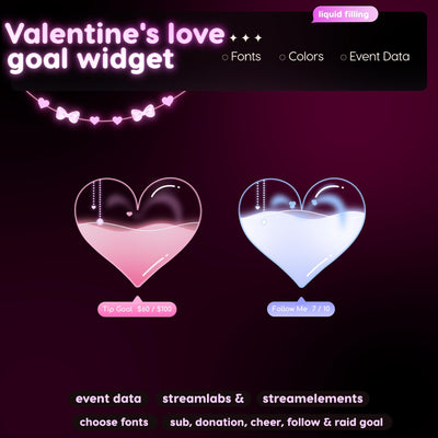 Love Heart Goal Widget | Twitch Streamlabs StreamElements Animated Sub Goal | Kawaii VTuber Streamer
