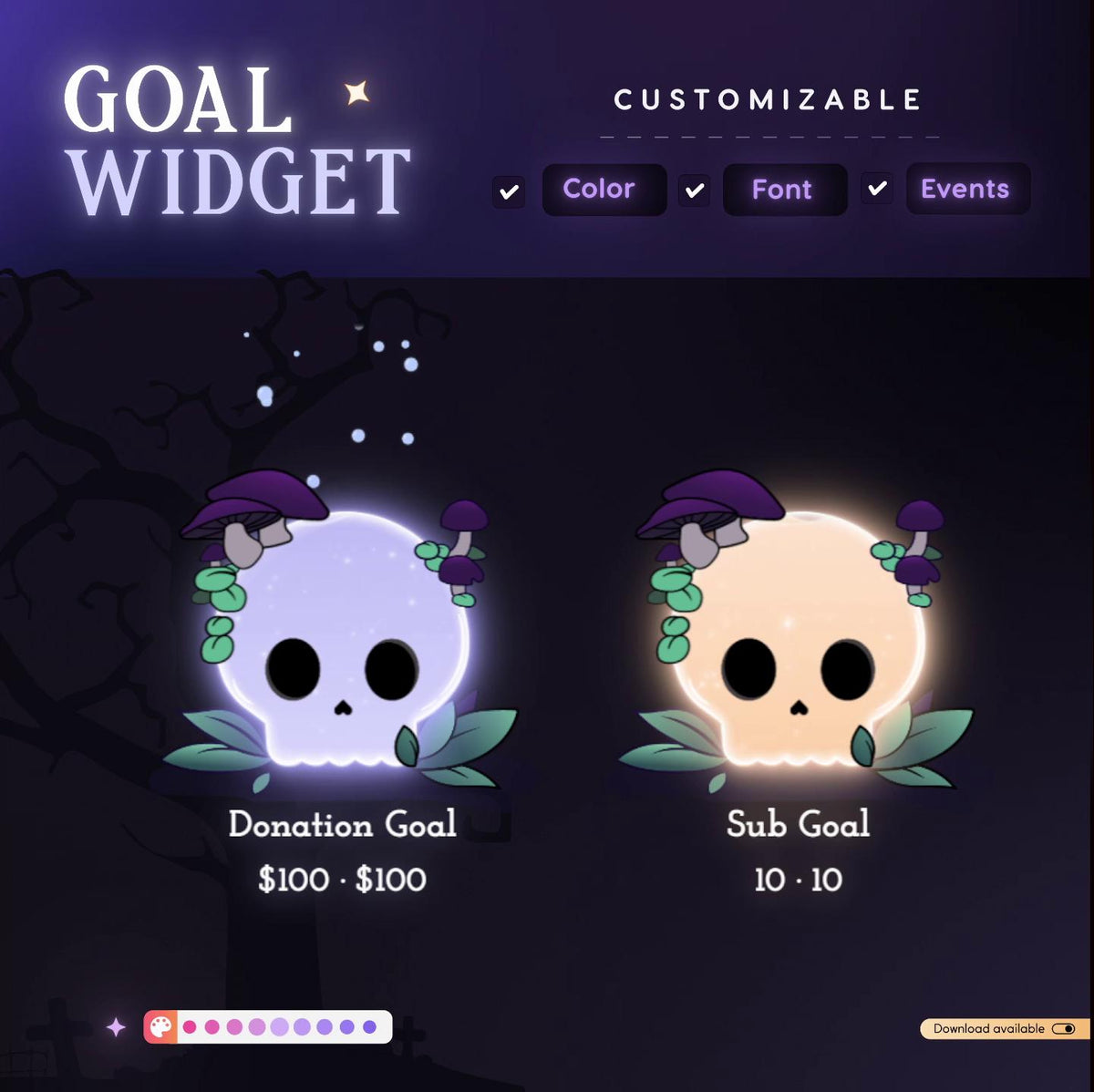 Enchanted Forest Skull Goal Widget for Twitch - Streamlabs & Streamelements