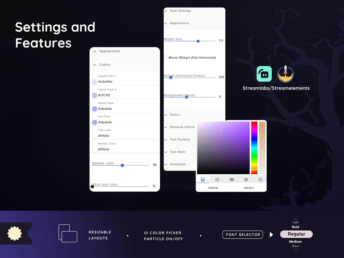 Enchanted Forest Skull Goal Widget for Twitch - Streamlabs & Streamelements