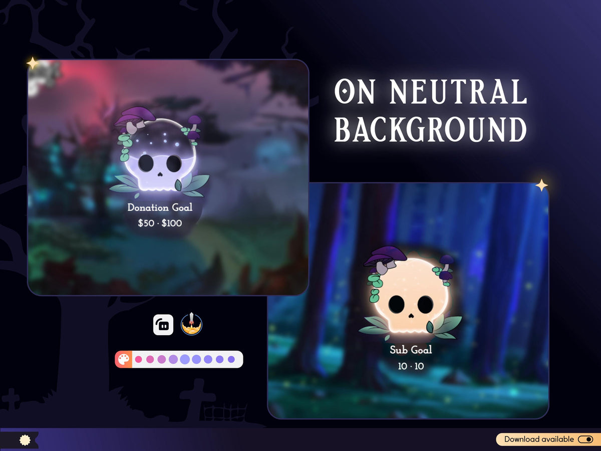 Enchanted Forest Skull Goal Widget for Twitch - Streamlabs & Streamelements