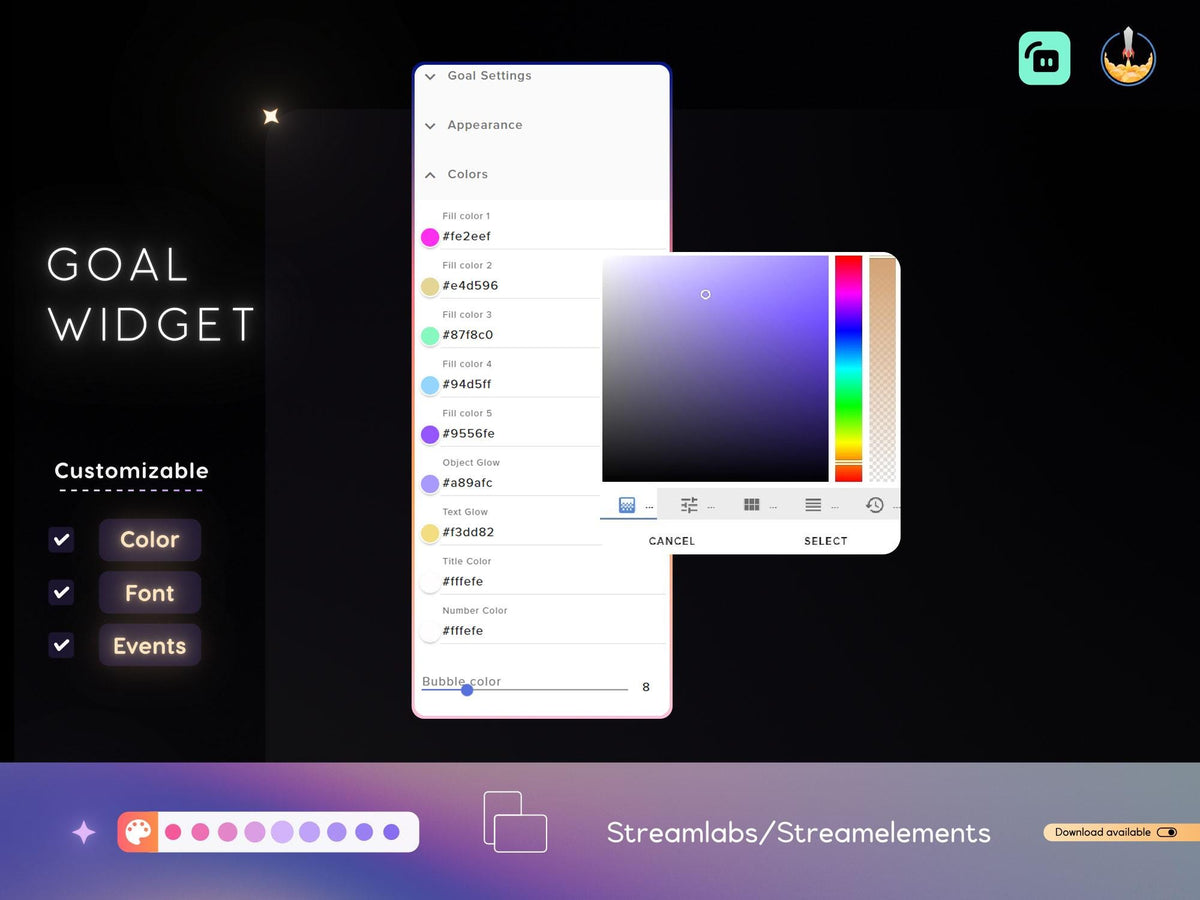 Rainbow Liquid Heart Goal Widget for Twitch - Streamlabs & Streamelements
