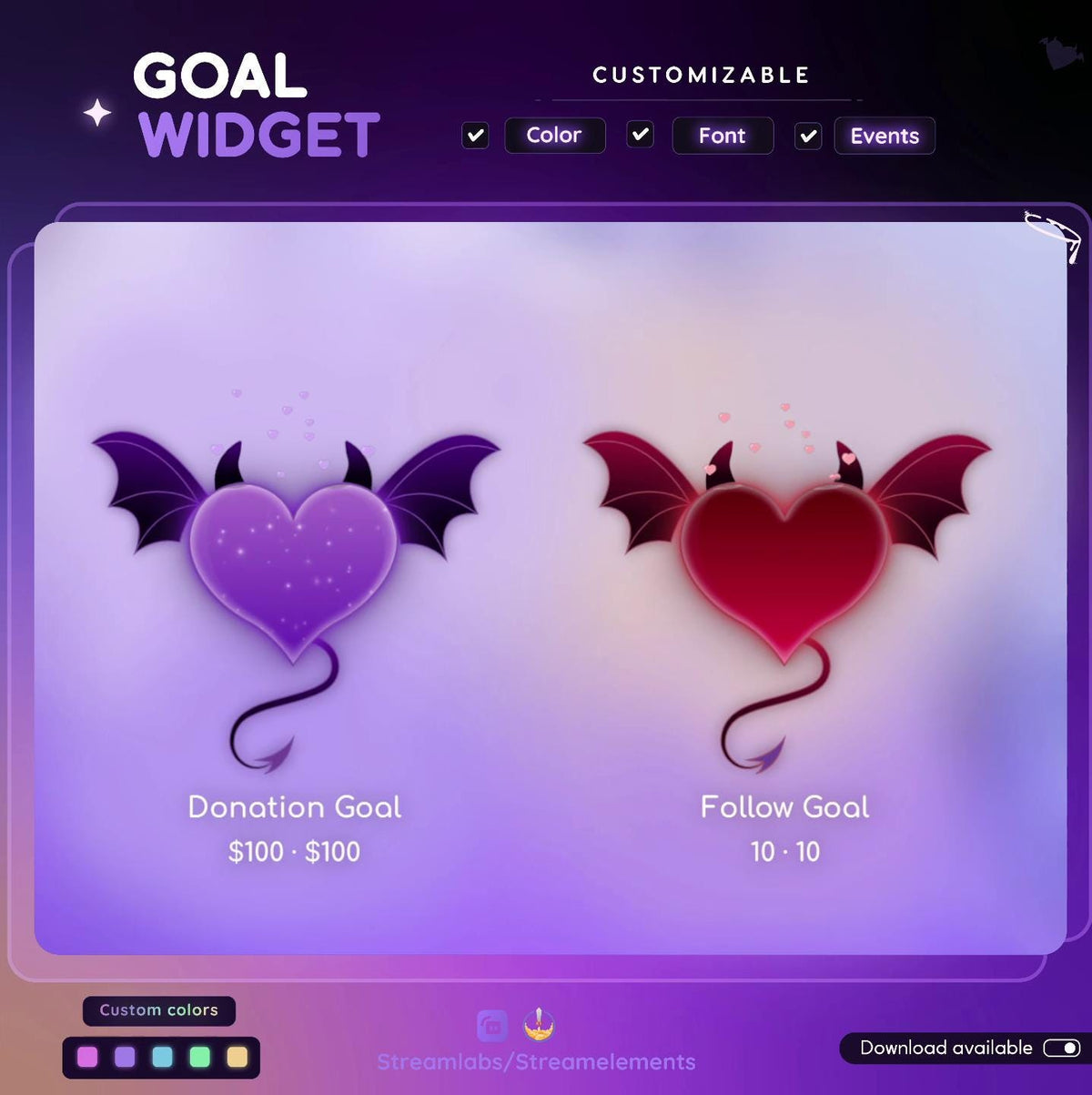 Devil Heart Goal Widget for Twitch - Streamlabs & Streamelements