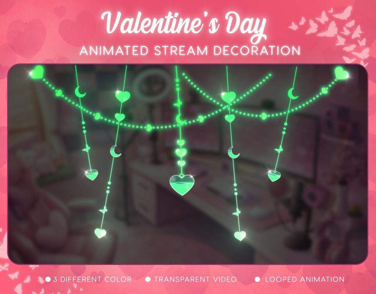 Valentine Heart Animated Stream Decoration | Twitch OBS Overlay (Digital Download)