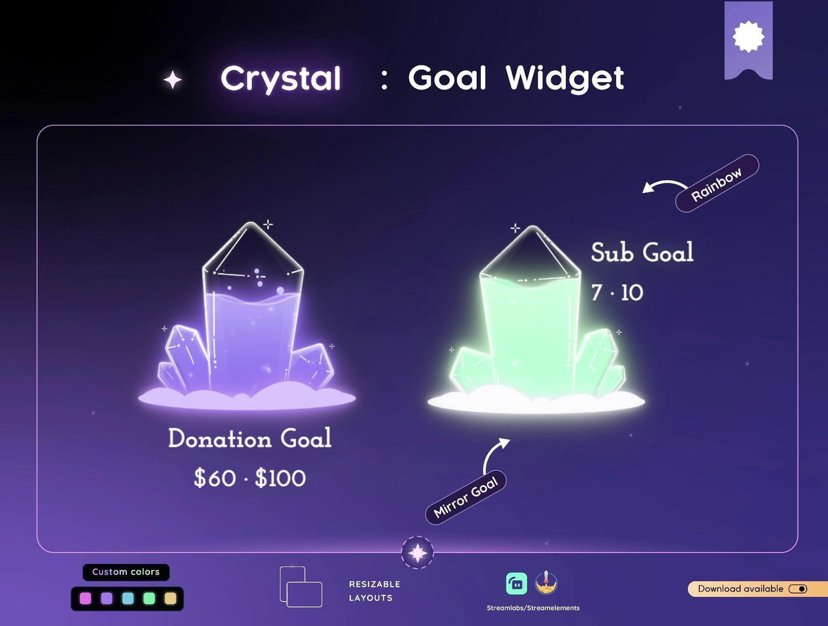 Crystal Goal Widget: Customizable Stream Overlay (Streamlabs/Streamelements)