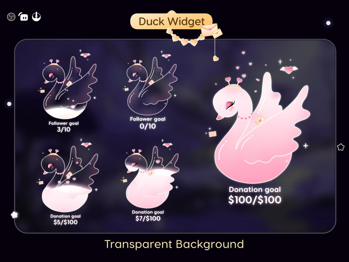 Love Swan Goal Widget | Vtubers Stream Overlay