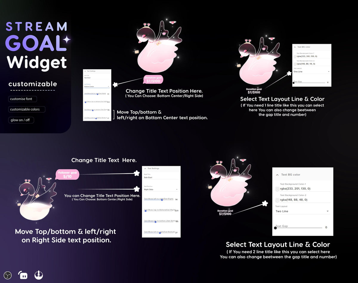 Love Swan Goal Widget | Vtubers Stream Overlay