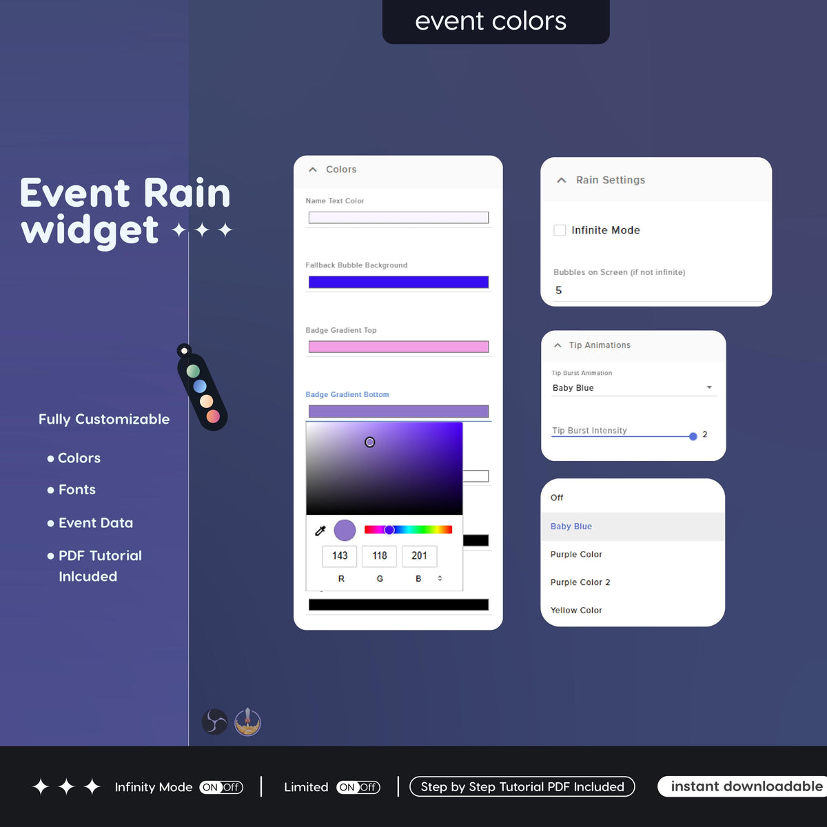 Animated Sub Event Rain Widget for Streamers (Digital Download)