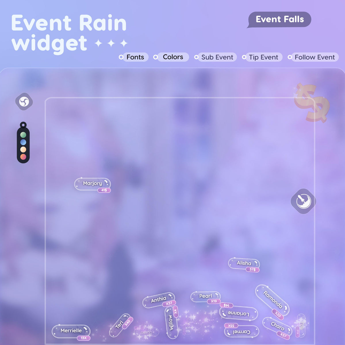 Animated Sub Event Rain Widget for Twitch Streamers (Digital Download)
