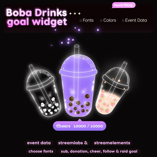 Boba Drink Stream Goal Widget | Customizable Streamlabs, Streamelements (Digital Download)