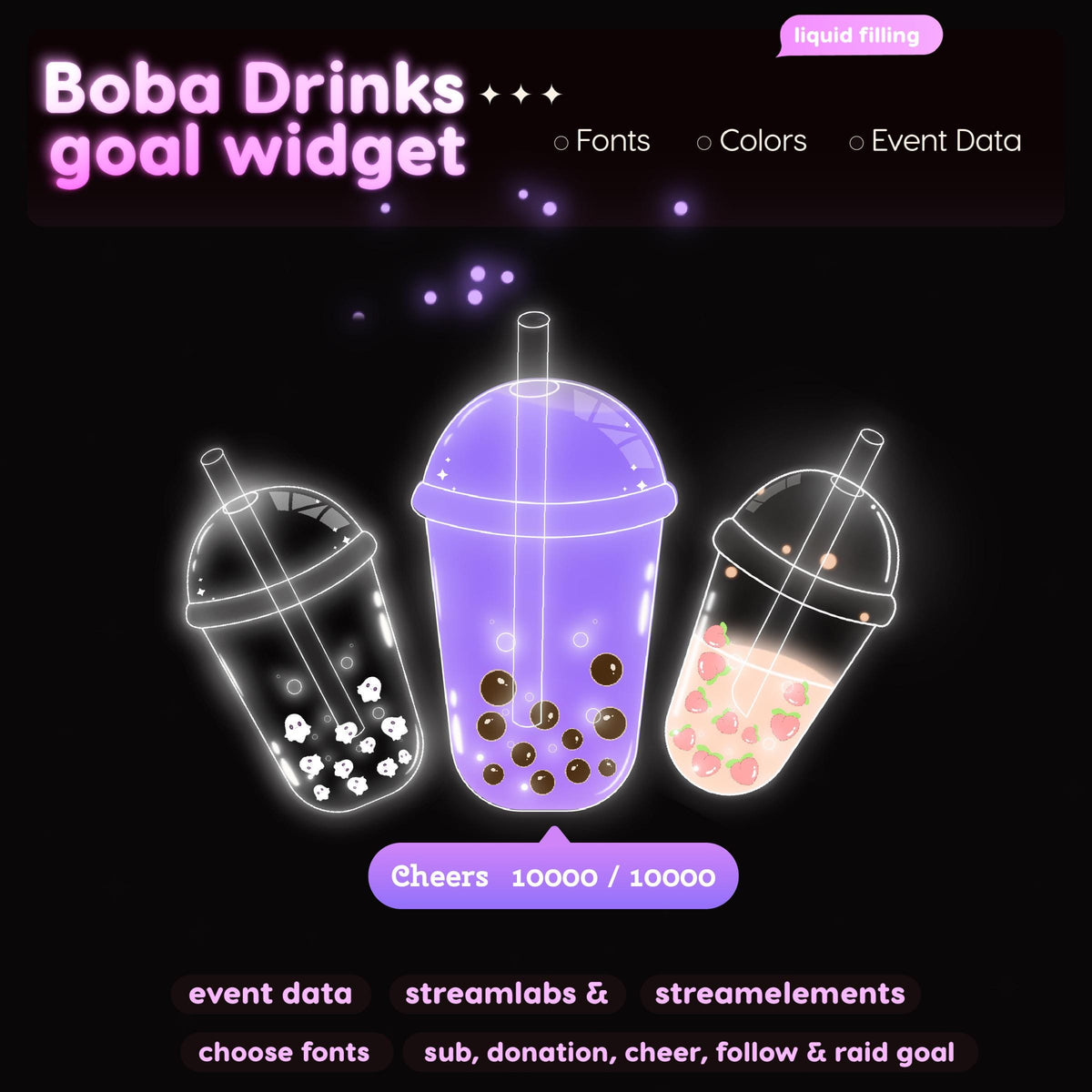 Boba Drink Stream Goal Widget | Customizable Streamlabs, Streamelements (Digital Download)