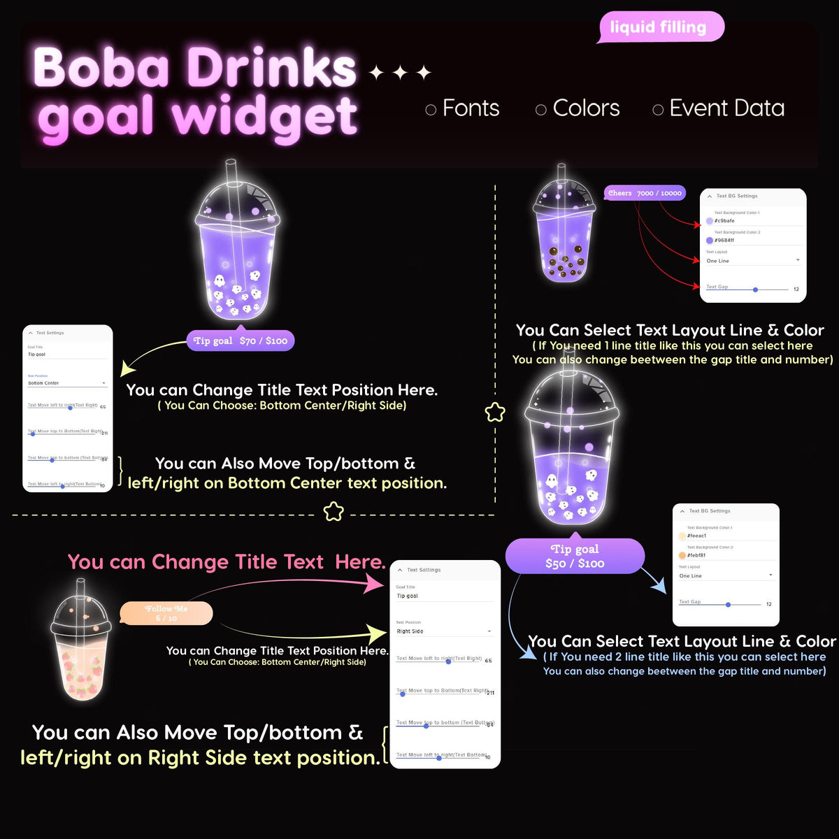 Boba Drink Stream Goal Widget | Customizable Streamlabs, Streamelements (Digital Download)