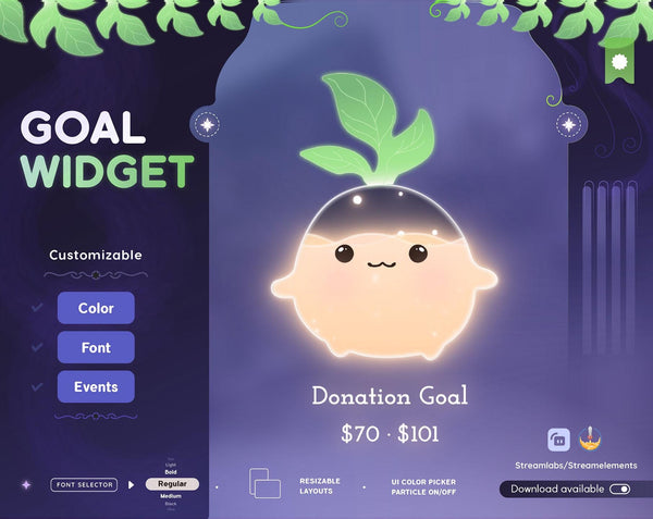 Cute Potato Goal Widget | Twitch Stream Overlay, Streamlabs & Streamelements