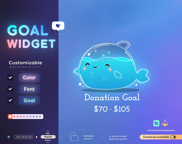 Cute Whale Goal Widget | Streamlabs, Streamelements