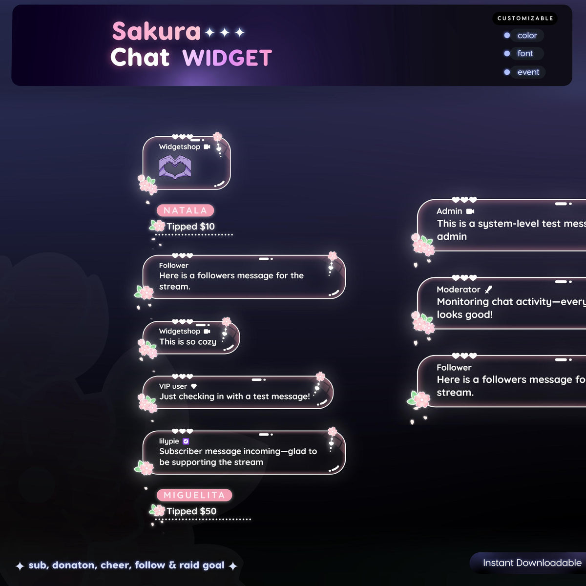 Animated Sakura Chat Widget | Pastel StreamElements Overlay (Digital Download)