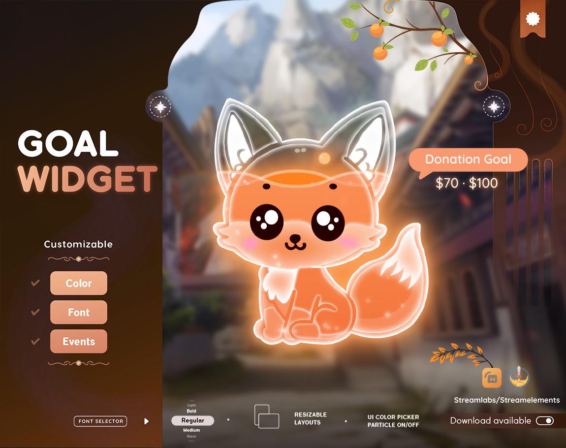 Customizable Fox Goal Widget for Twitch Streamers (Streamlabs/Streamelements)
