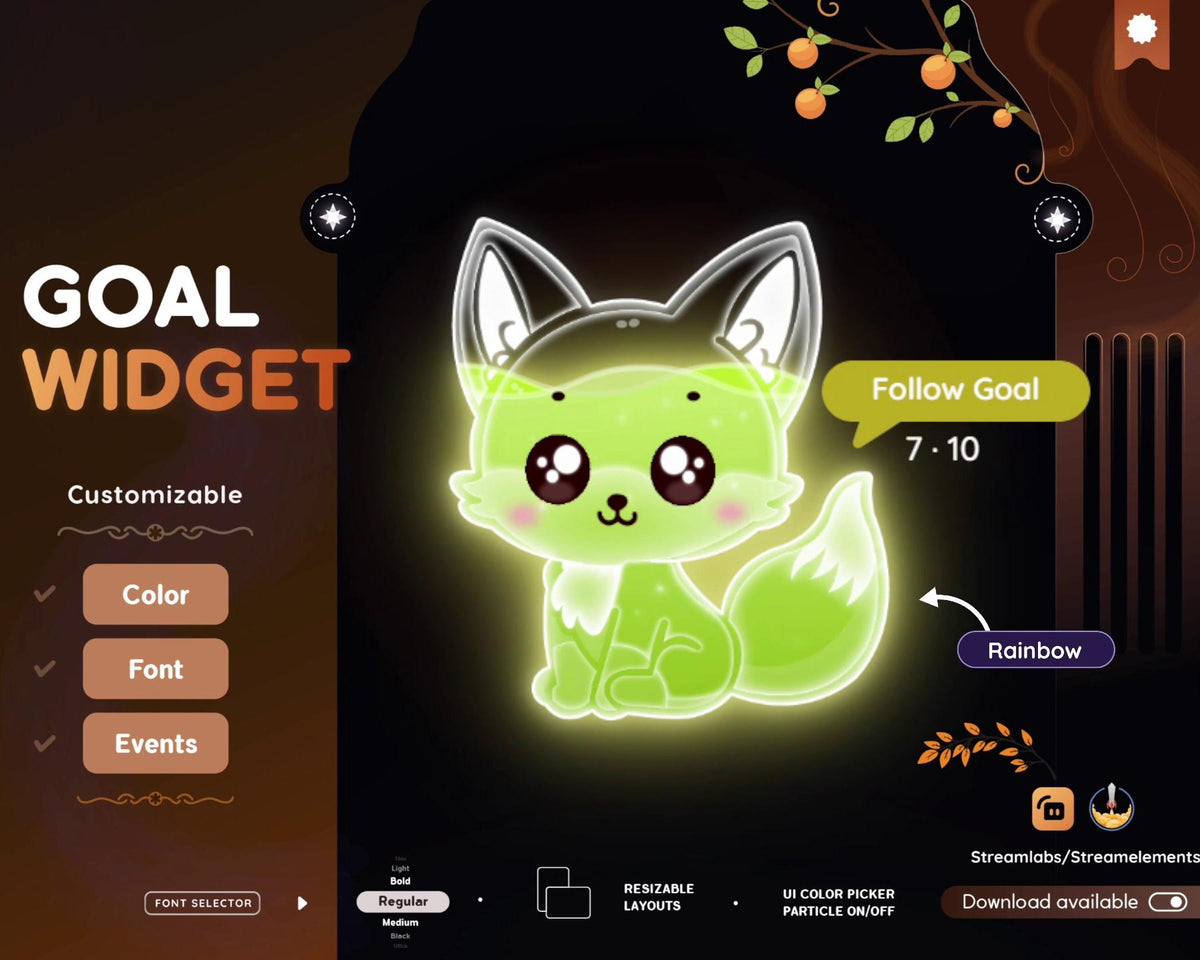 Customizable Fox Goal Widget for Twitch Streamers (Streamlabs/Streamelements)