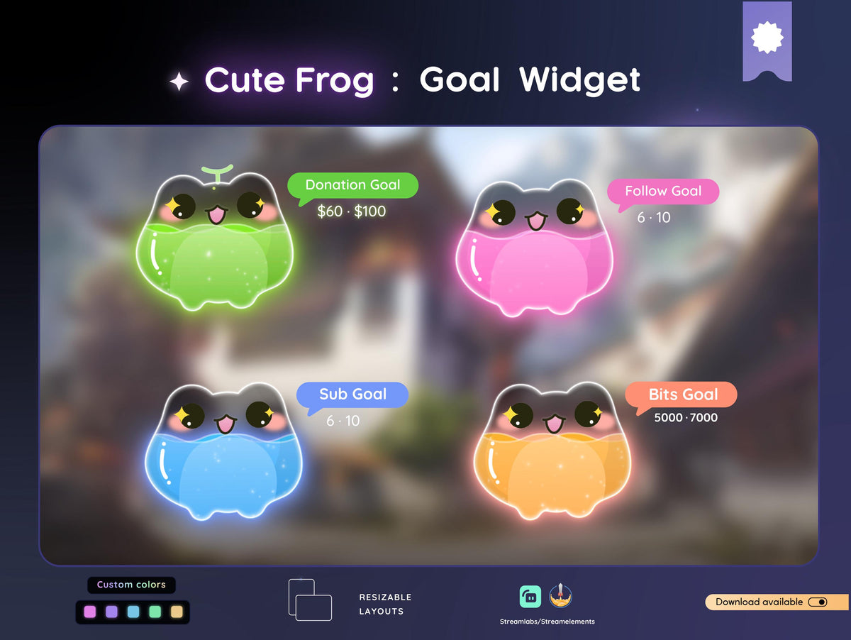 Frog Goal Widget | Customizable Twitch Stream Overlay (Streamlabs/Streamelements)