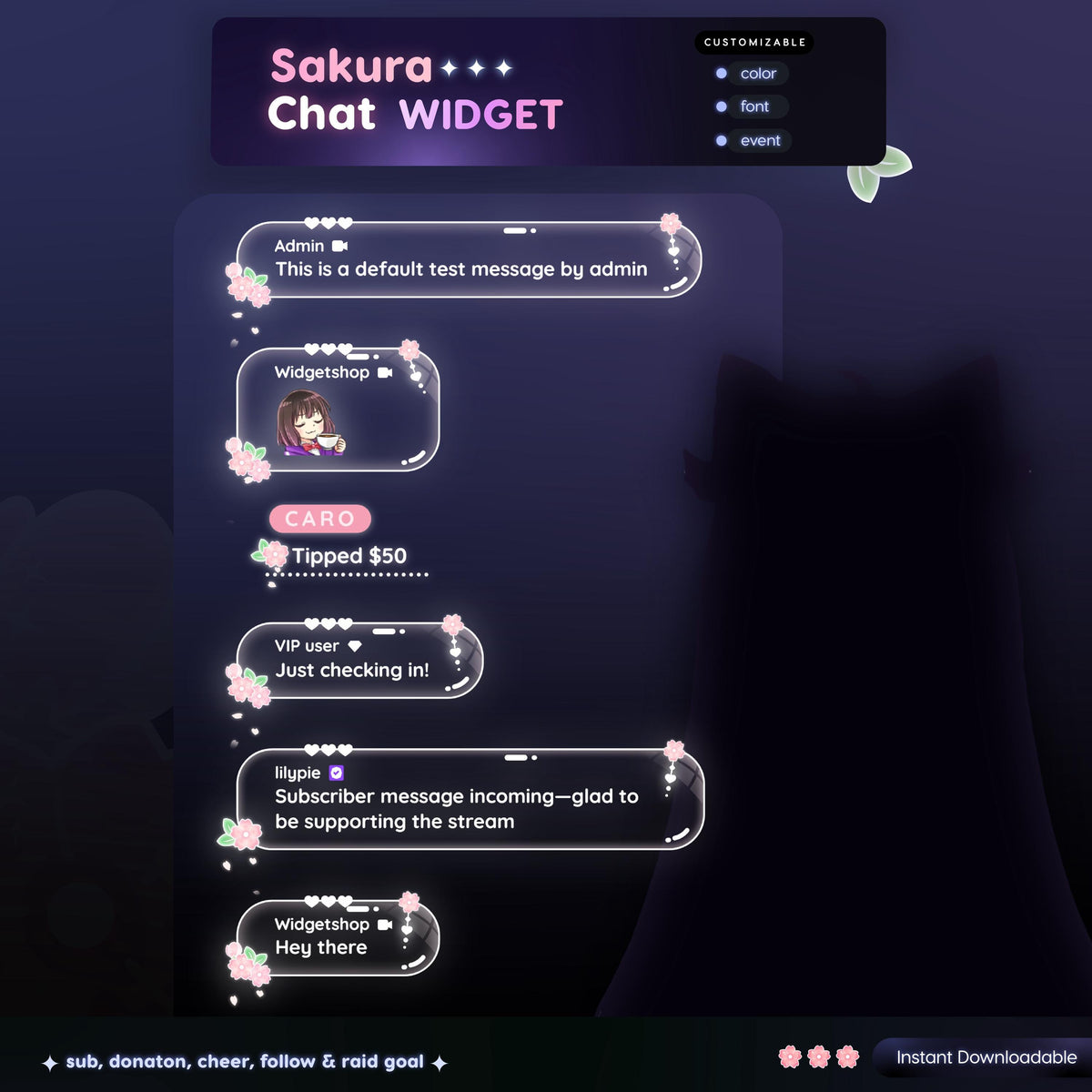 Animated Sakura Chat Widget | Pastel StreamElements Overlay (Digital Download)