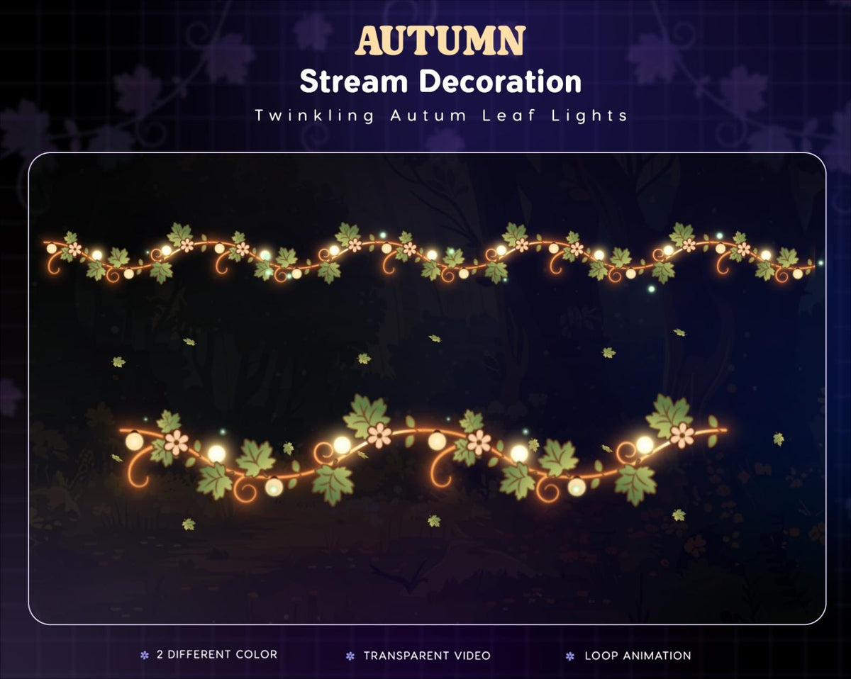 Autumn Animated Stream Decoration | Twitch OBS Falling Leaves Overlay | Cozy VTuber Streamer Asset