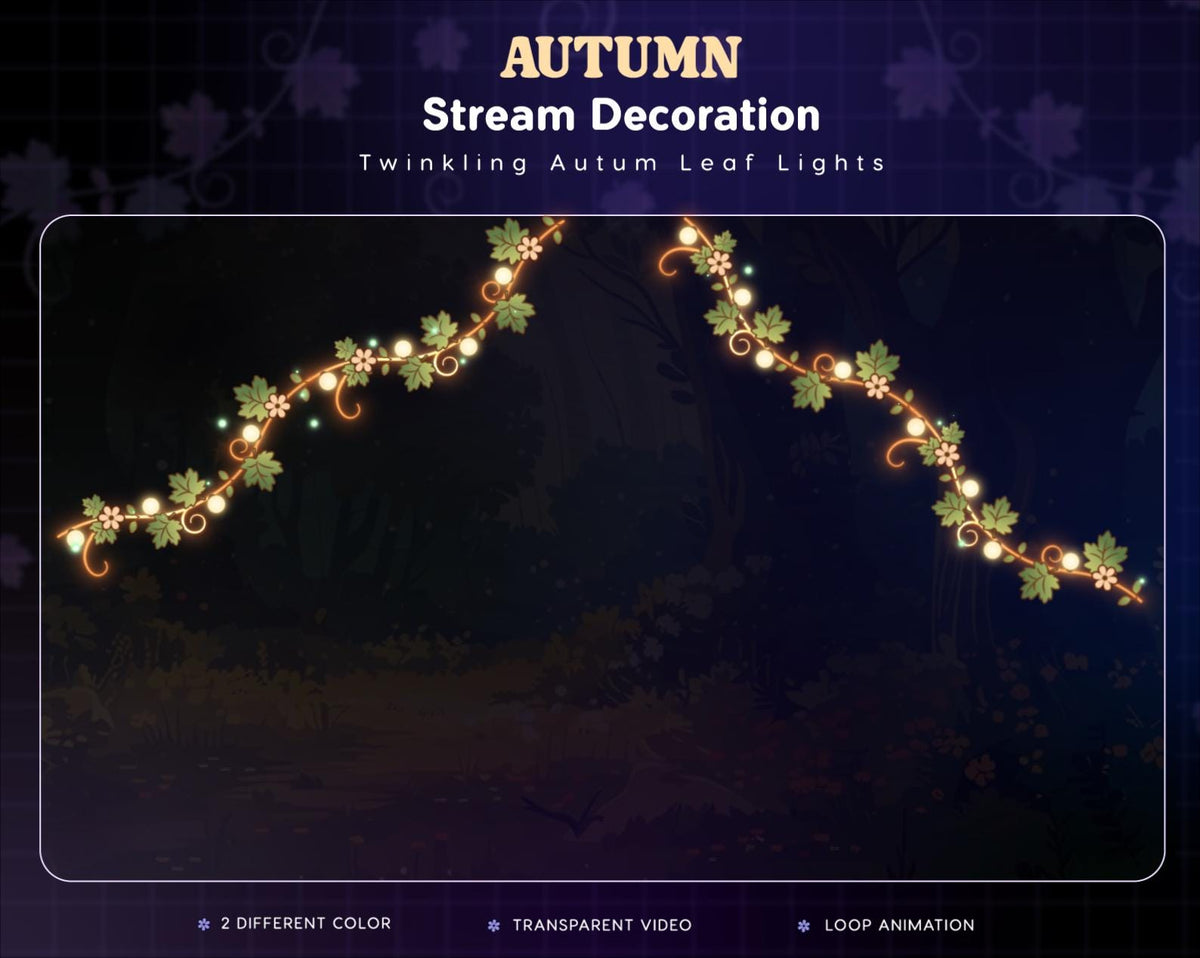 Autumn Animated Stream Decoration | Twitch OBS Falling Leaves Overlay | Cozy VTuber Streamer Asset