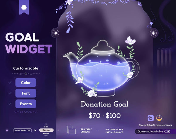Cute Teapot Goal Widget | Customizable Stream Overlay