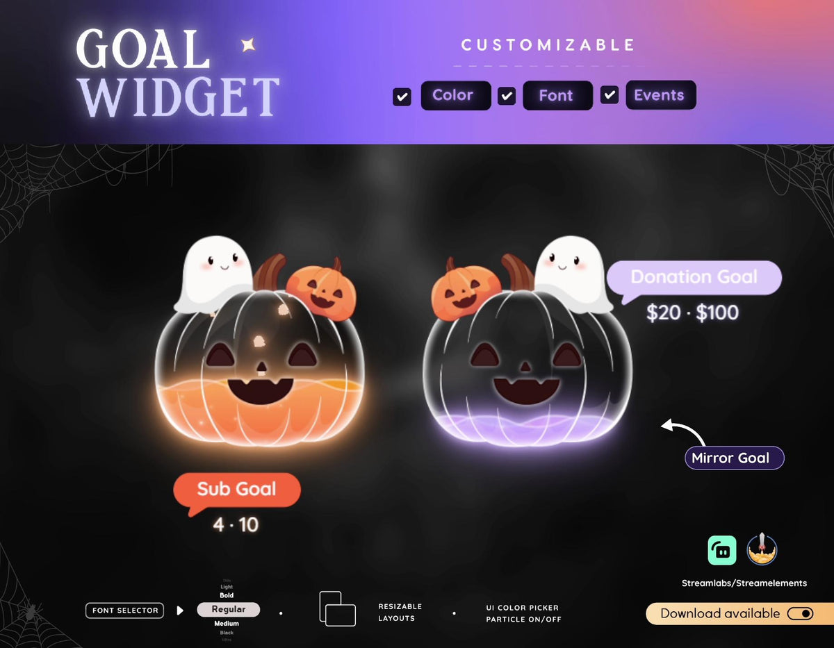 Halloween Stream Goal Widget: Pumpkin Ghost Theme - Streamlabs & Streamelements