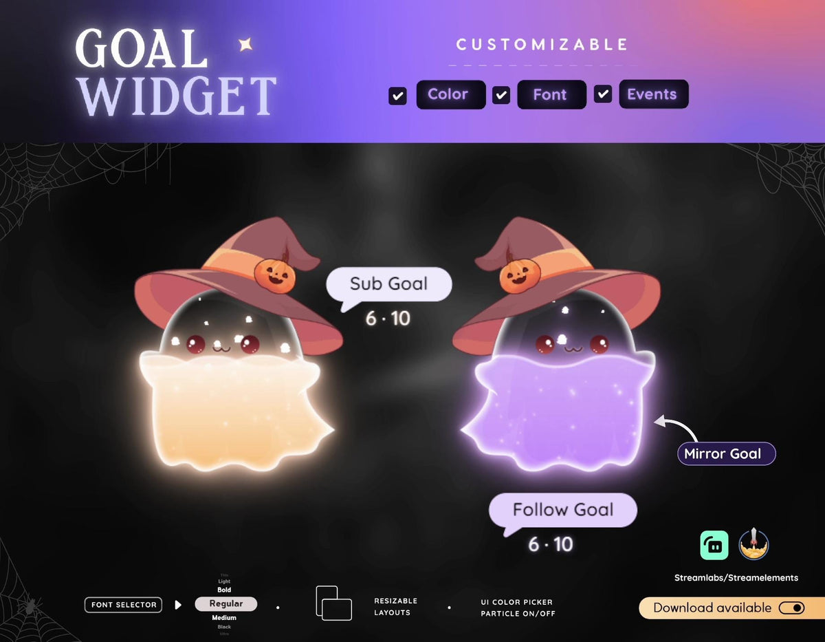 Halloween Stream Goal Widget: Pumpkin Ghost Theme - Streamlabs & Streamelements
