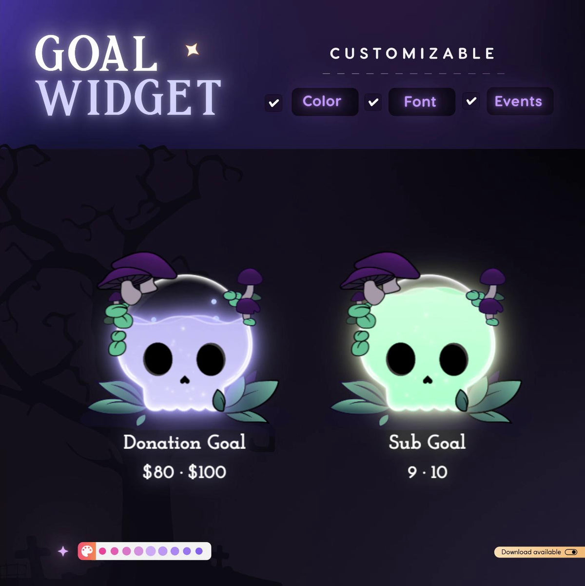 Enchanted Forest Skull Goal Widget for Twitch - Streamlabs & Streamelements