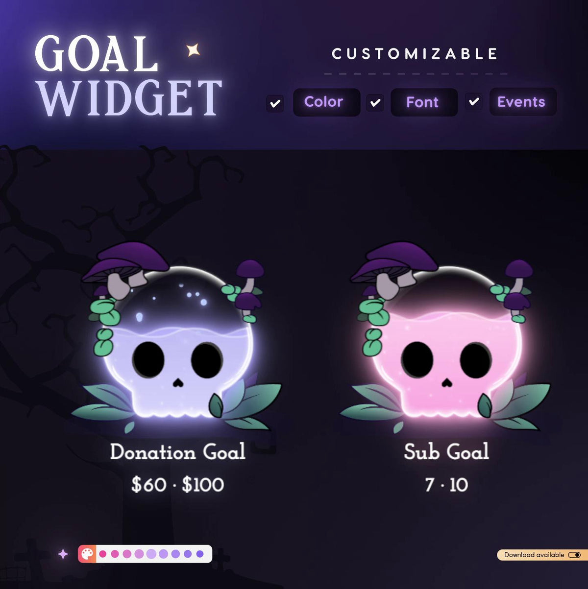 Enchanted Forest Skull Goal Widget for Twitch - Streamlabs & Streamelements