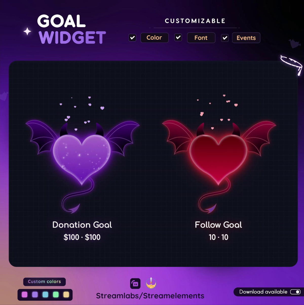 Devil Heart Goal Widget for Twitch - Streamlabs & Streamelements