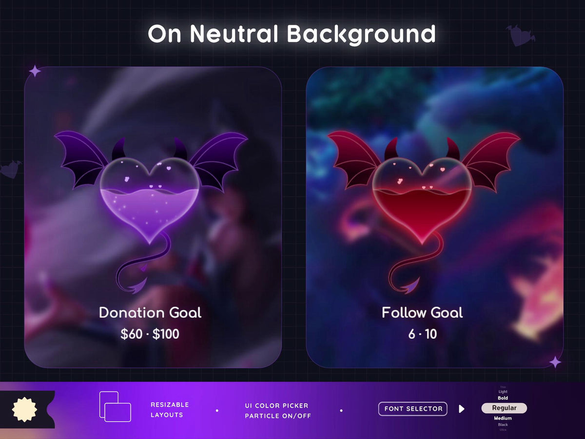 Devil Heart Goal Widget for Twitch - Streamlabs & Streamelements