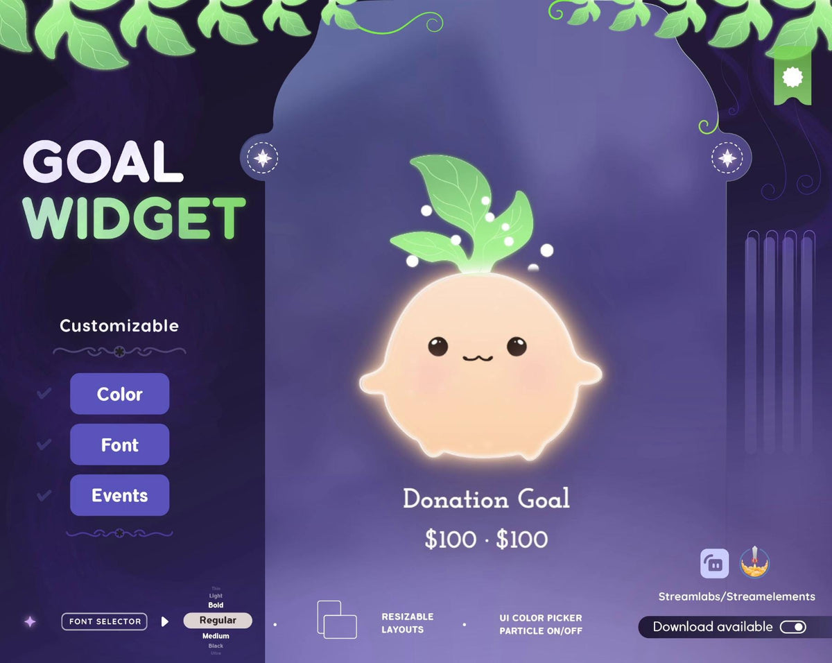 Cute Potato Goal Widget | Twitch Stream Overlay, Streamlabs & Streamelements