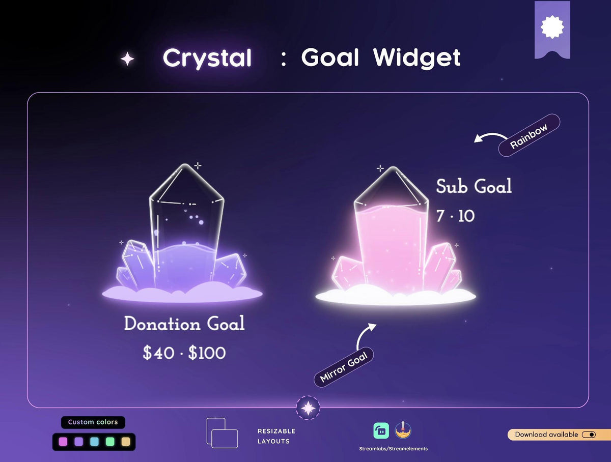 Crystal Goal Widget: Customizable Stream Overlay (Streamlabs/Streamelements)