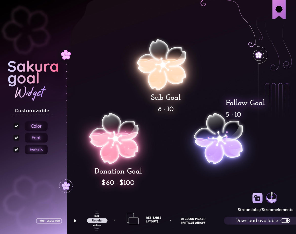 Sakura Glass Goal Widget – Streamlabs & StreamElements (Digital Download)