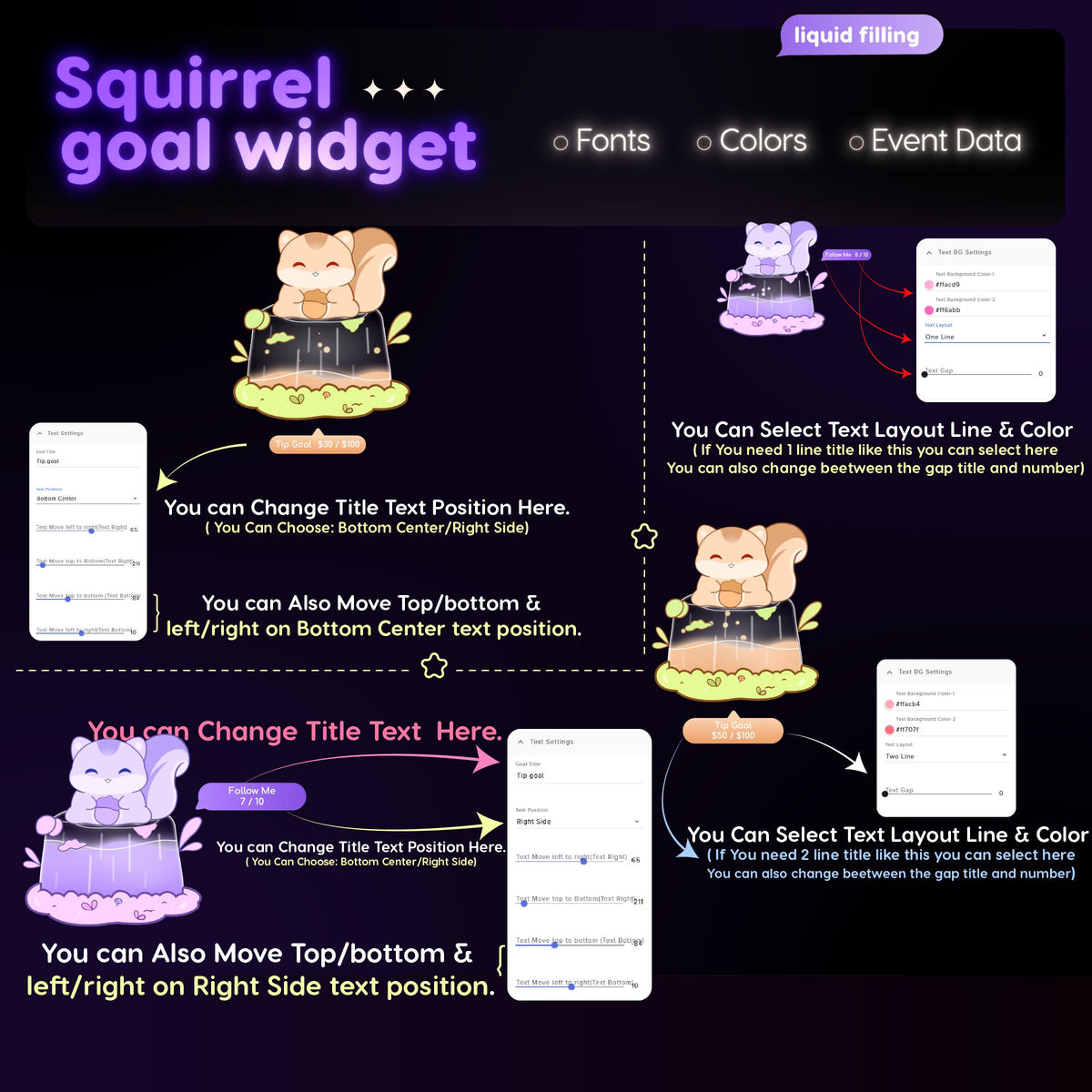 Animated Squirrel Twitch Goal Widget | Liquid Filling Sub, Donation, Follower Goals (Digital Download)