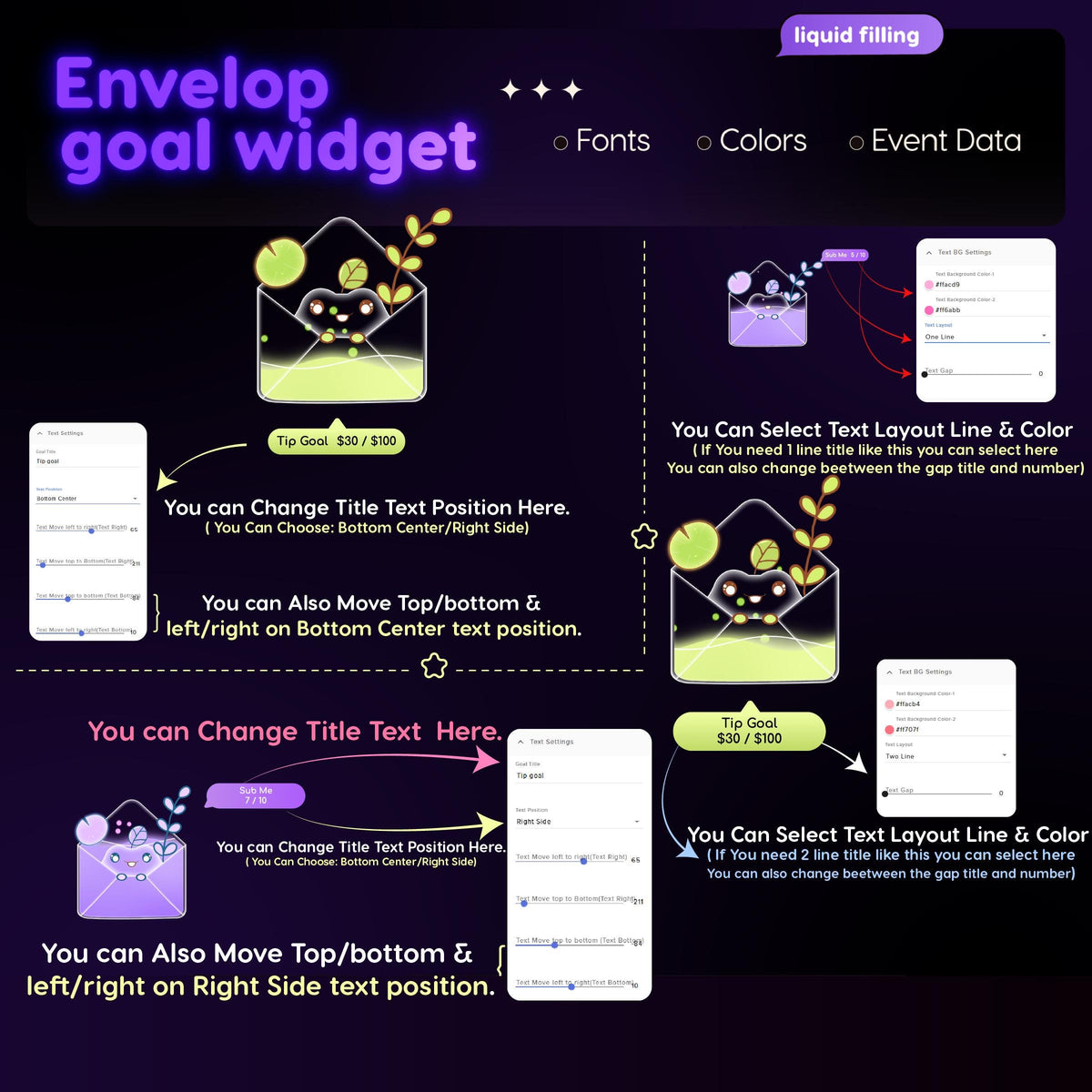 Liquid Filling Envelope Goal Widget | Streamlabs, Streamelements (Digital Download)