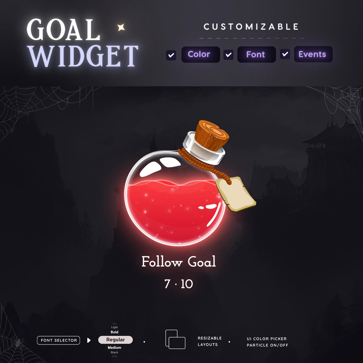 Blood Potion Bottle Liquid Filling Goal Widget | Potion Bottle Goal Widget for Twitch Streamers |Streamelements Streamlabs OBS