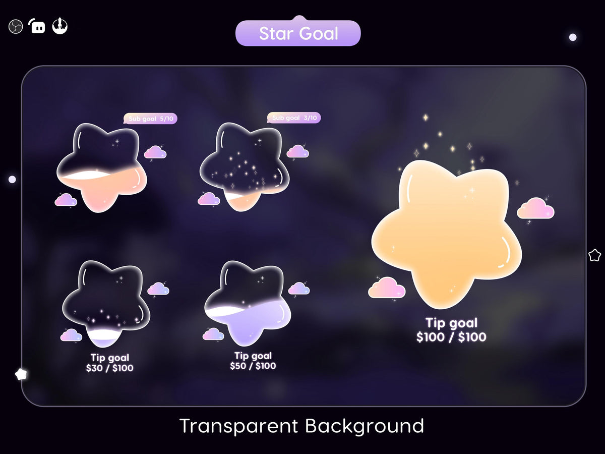 Glassy Star Liquid Goal Widget for Twitch Streamers | Customizable Streamlabs, Streamelements (Digital Download)