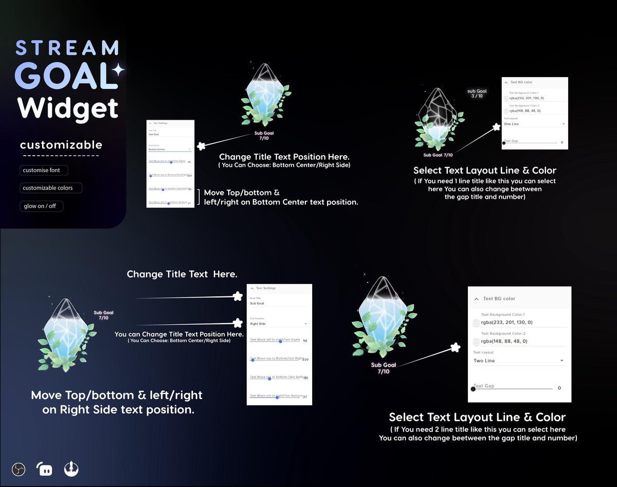 Crystal Quartz Twitch Stream Goal Widget: Twitch & OBS (Digital Download)