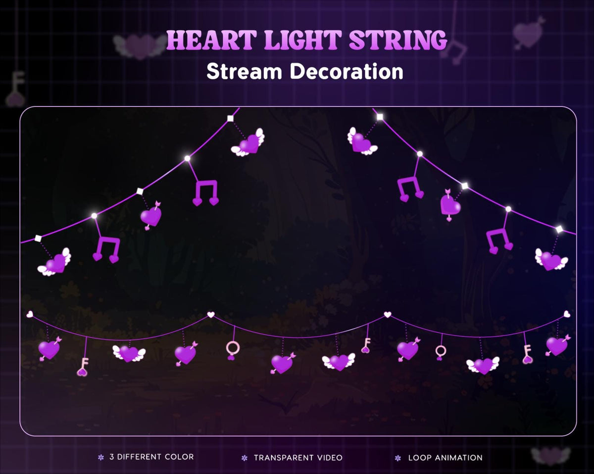 Valentine Love Lock Stream Decoration | Twitch OBS Animated Overlay | Kawaii VTuber Streamer Asset