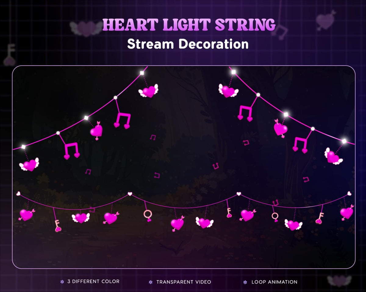 Valentine Love Lock Stream Decoration | Twitch OBS Animated Overlay | Kawaii VTuber Streamer Asset