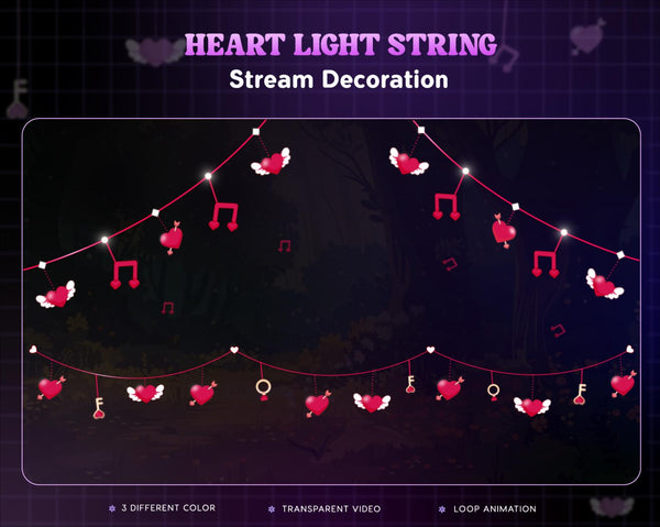Valentine Love Lock Stream Decoration | Twitch OBS Animated Overlay | Kawaii VTuber Streamer Asset