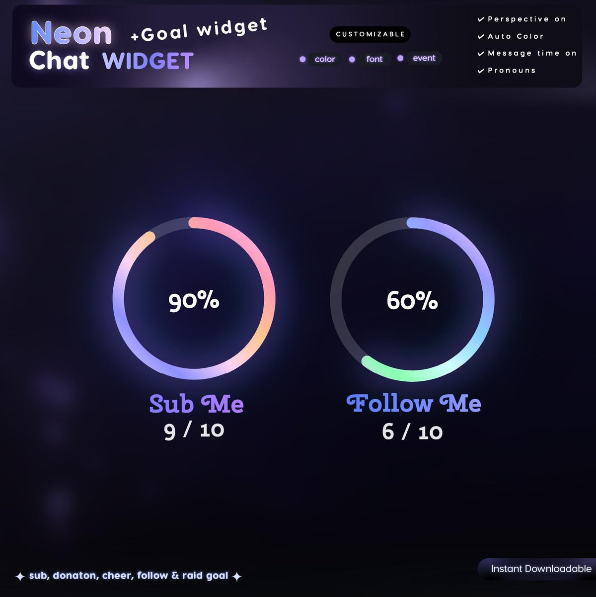 Saber Neon Chat Widget | Twitch StreamElements Animated Glow Chat Goal Overlay | VTuber Streamer OBS