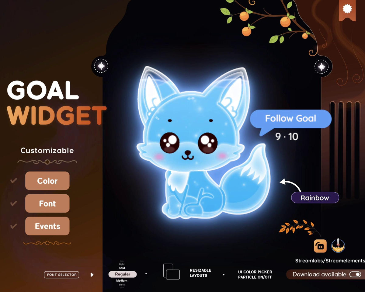 Customizable Fox Goal Widget for Twitch Streamers (Streamlabs/Streamelements)