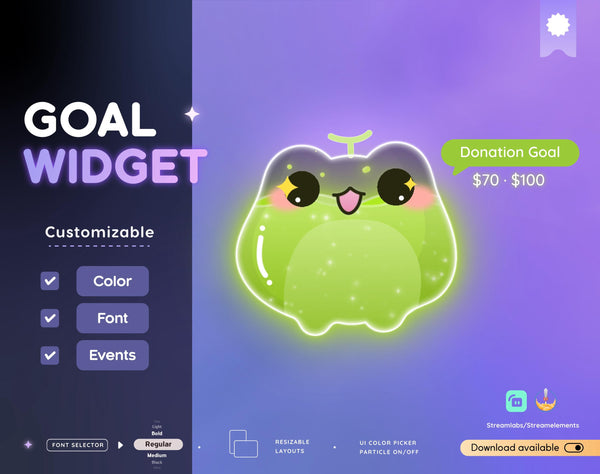 Frog Goal Widget | Customizable Twitch Stream Overlay (Streamlabs/Streamelements)