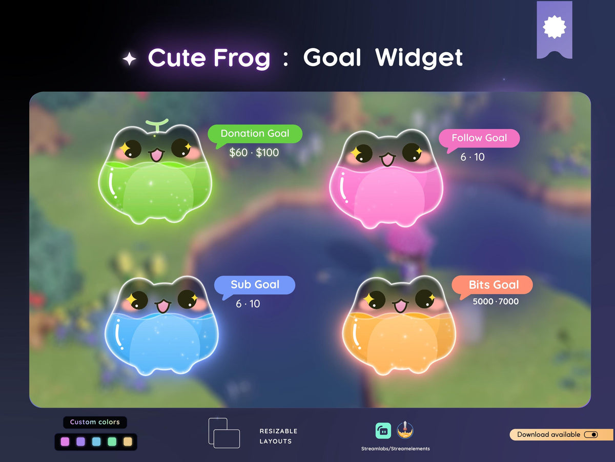 Frog Goal Widget | Customizable Twitch Stream Overlay (Streamlabs/Streamelements)