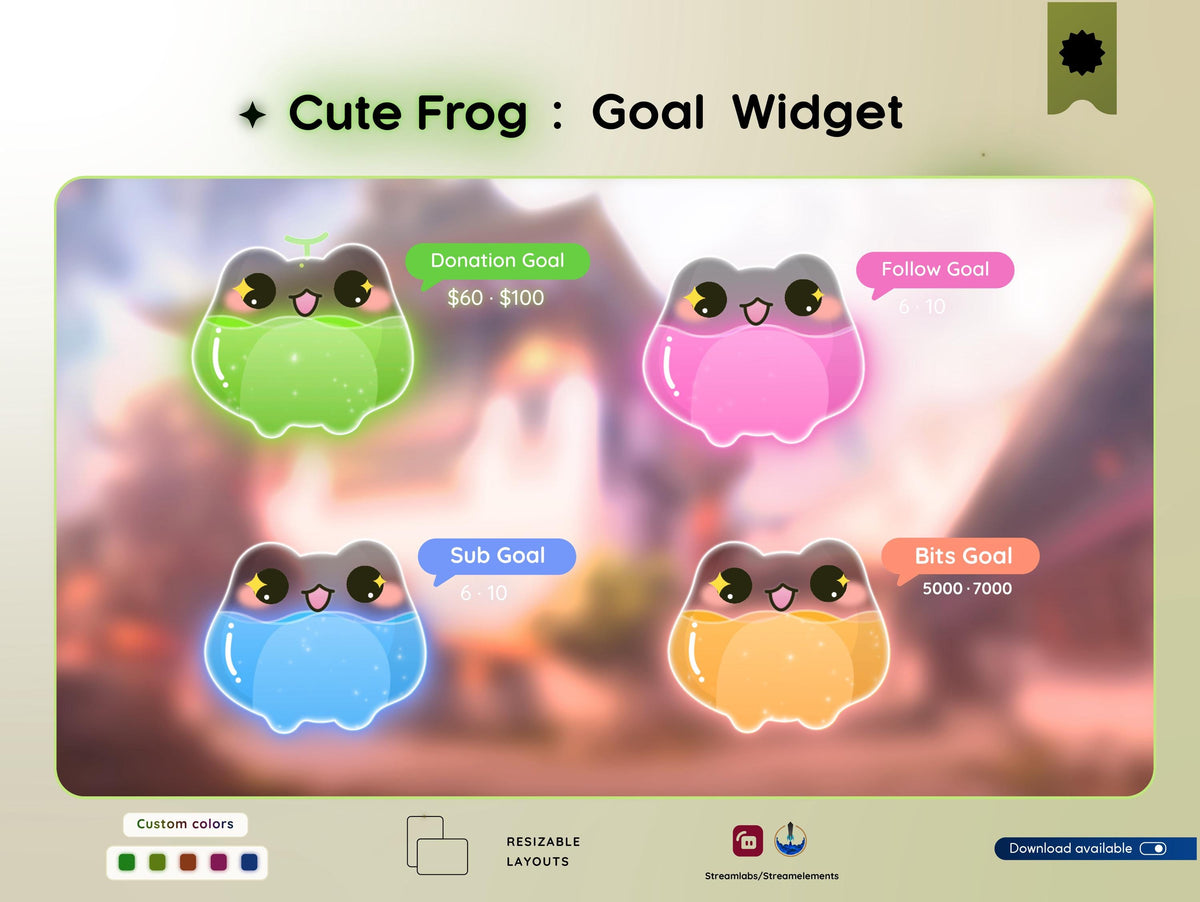 Frog Goal Widget | Customizable Twitch Stream Overlay (Streamlabs/Streamelements)